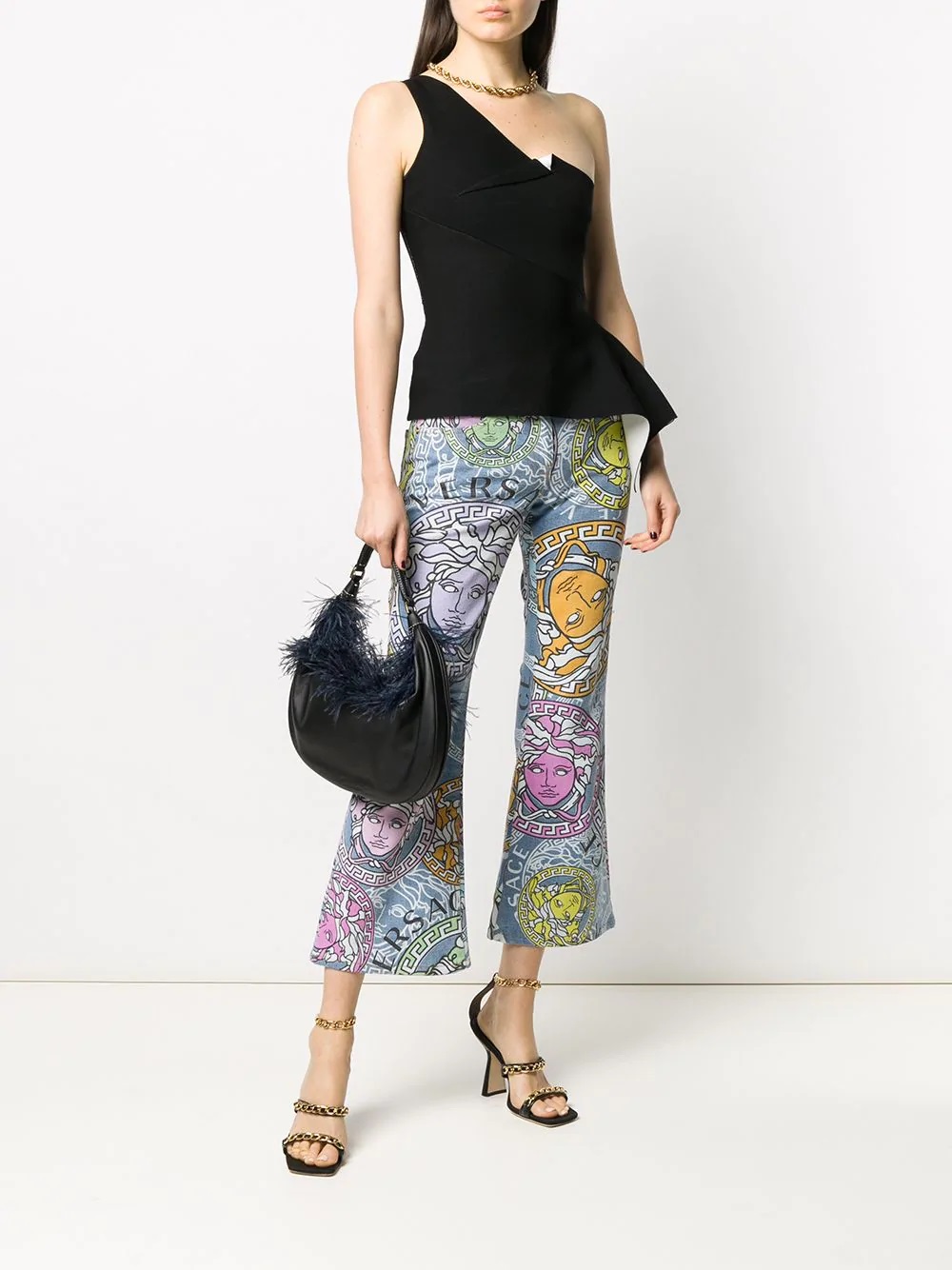 Versace Medusa Amplified print flared cropped jeans