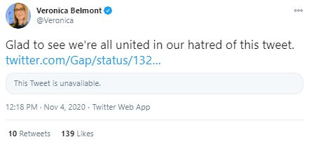 Tweet saying 'we're all united in our hatred of this tweet'