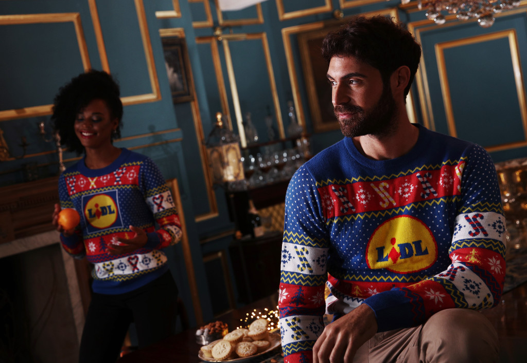 people modelling the new lidl christmas jumper