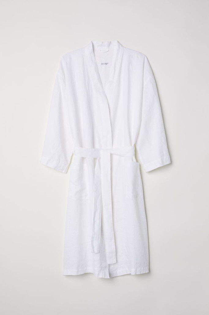 Washed linen dressing gown