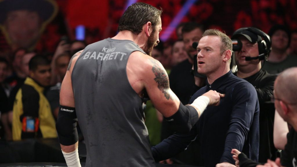 Wayne Rooney and Wade Barrett at WWE Raw