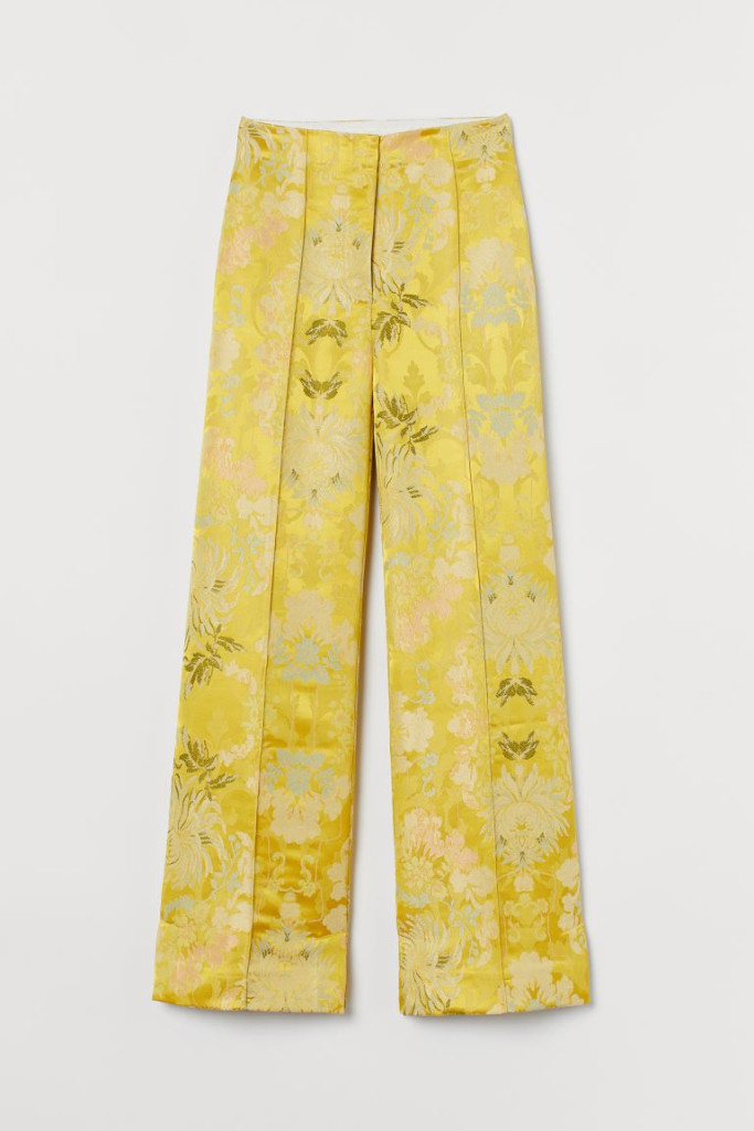 Yellow jacquard print trousers from H&M Conscious Collection
