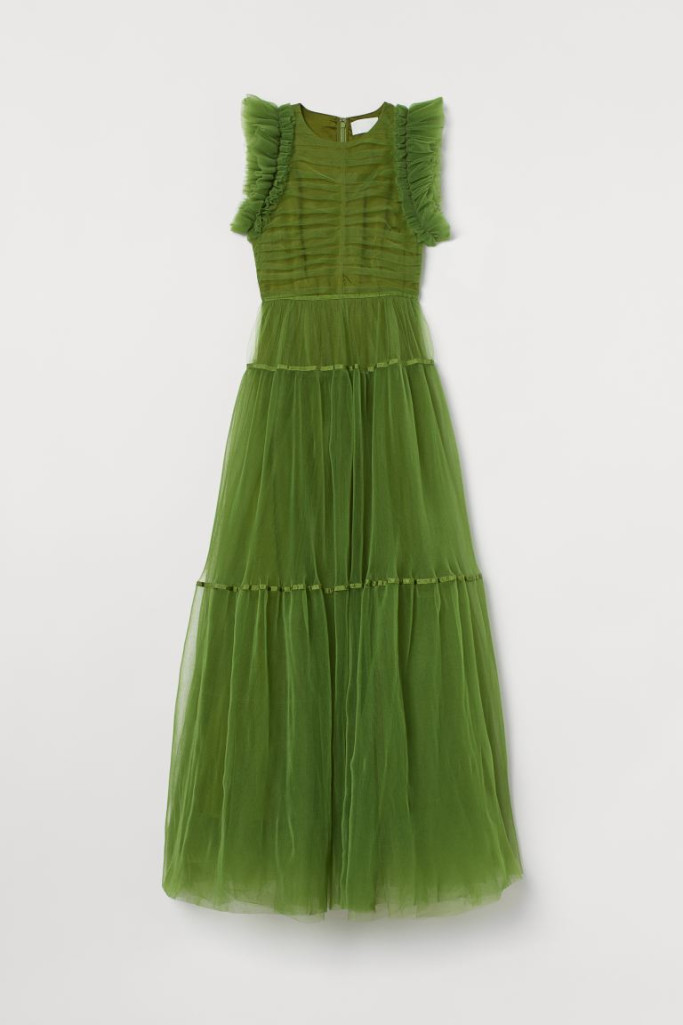 Green full-length tulle dress from H&M Conscious Collection
